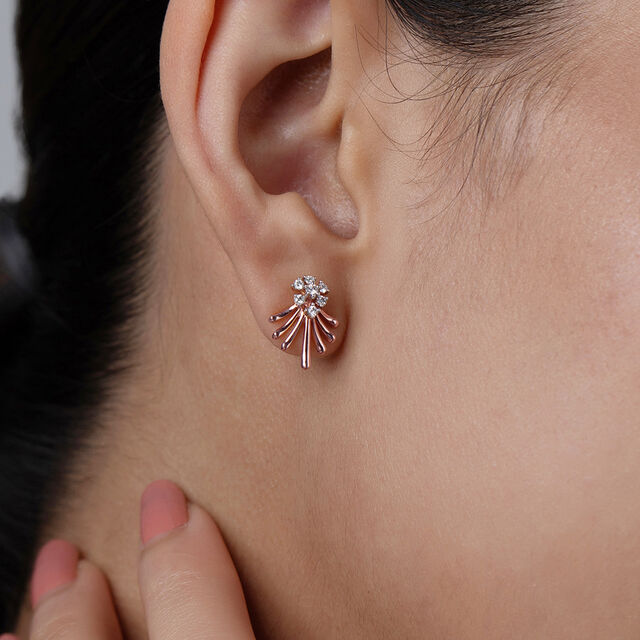 Dainty Sparkle Gold & Diamond Stud Earrings,,hi-res image number null