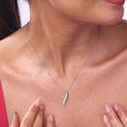 Delicate Leaf Drop Silver Necklace,,hi-res view 2
