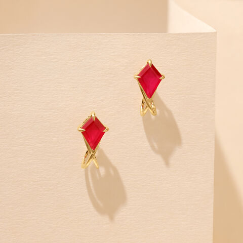 Twisted Red Gold Hoop Earrings