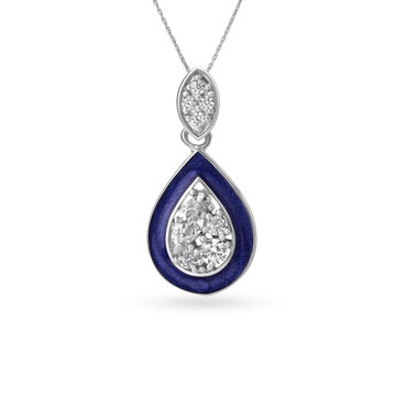 925 Silver Brilliant Navy Blue Enamel Pendant
