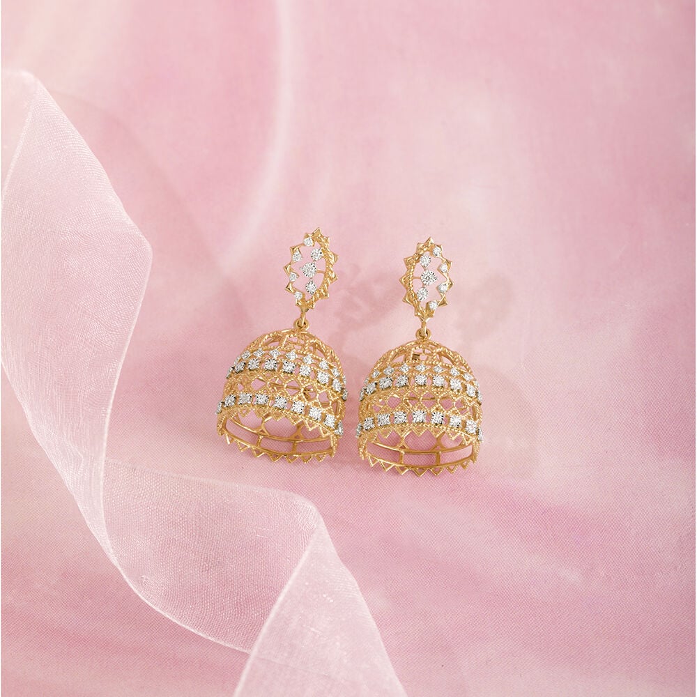 Buy Majestic Lippan Gold Diamond Jhumka Online Mia by Tanishq