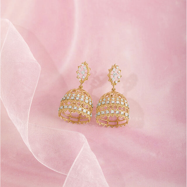 Majestic Lippan Gold & Diamond Jhumka,,hi-res image number null