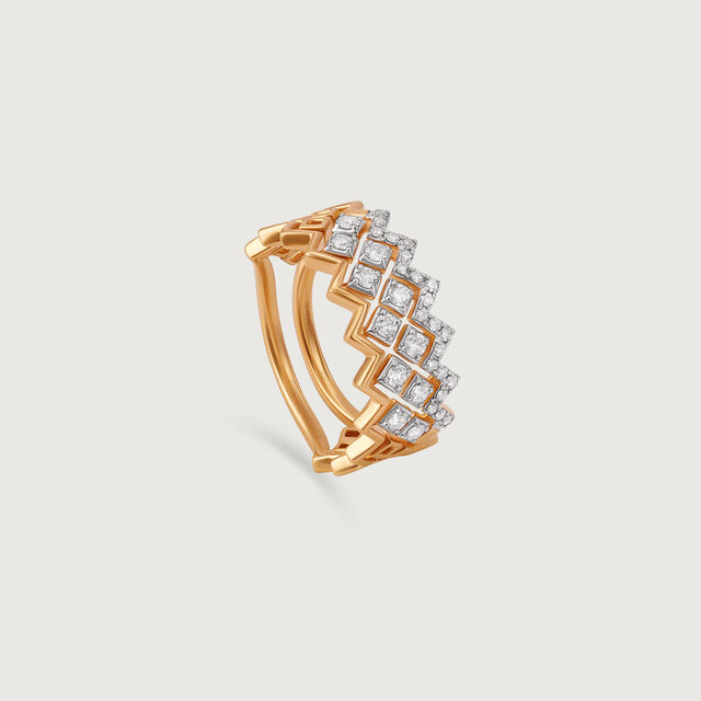 Radiant Chevron Gold & Diamond Finger Ring,,hi-res image number null