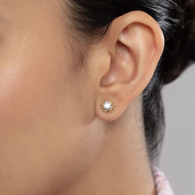 Eternal Bloom 14 kt Gold & Diamond Stud Earrings,,hi-res image number null