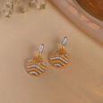 Oceanic Vibes Gold & Diamond Drop Earrings,,hi-res view 1
