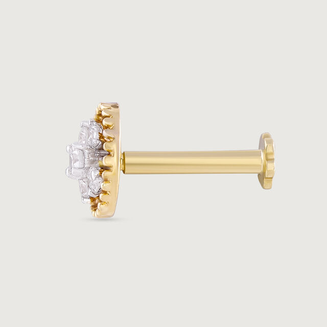 Bloom Circle Gold and Diamond Nose Pin,,hi-res image number null