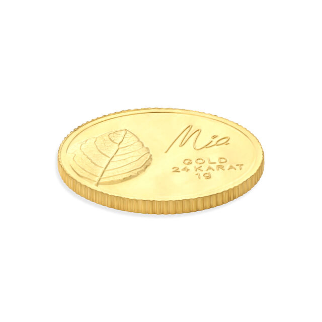 1 GM 24 Karat Tulsi Leaf Gold Coin,,hi-res image number null