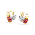 14KT Yellow-White Gold Flower Petal Studs For A Playful Look,,hi-res view 1