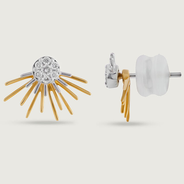 Radiant Sunburst Gold & Diamond Stud Earrings,,hi-res image number null