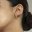 Chevron Shine Gold & Diamond Hoop Earrings,,hi-res view 2