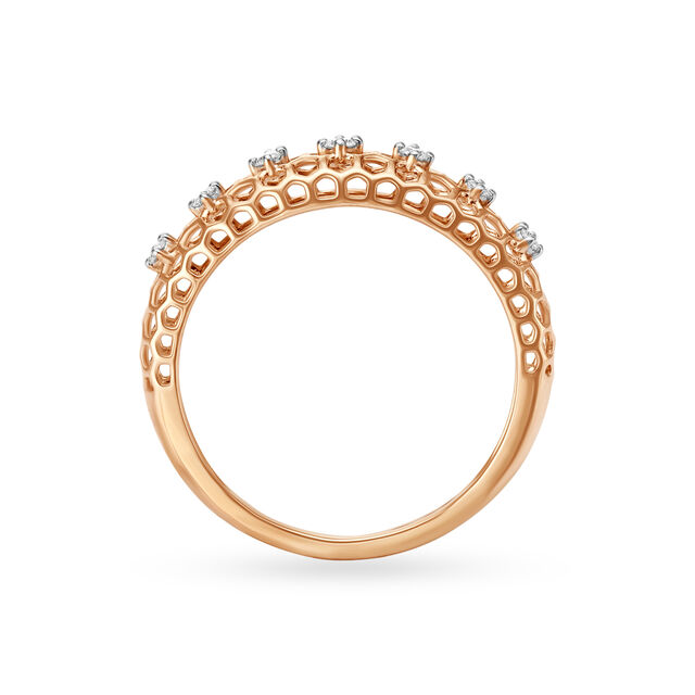 14KT Rose Gold Diamond Finger Ring,,hi-res view 3