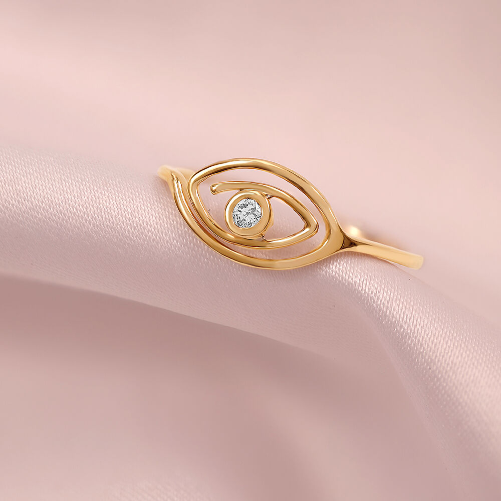 Buy 14KT Yellow Gold Concentric Evil Eye Finger Ring Online Mia by Tanishq