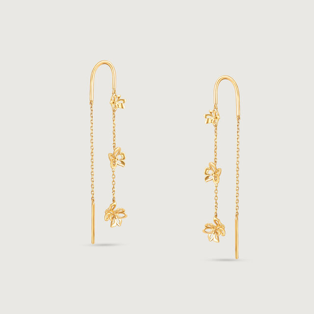 Flutter Bloom Gold Drop Earrings,,hi-res image number null