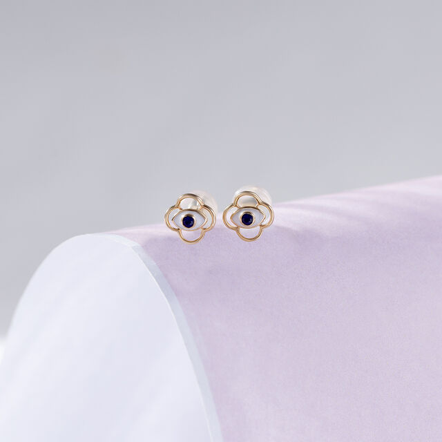 Blossoms Evil Eye Gold Stud Earrings,,hi-res image number null