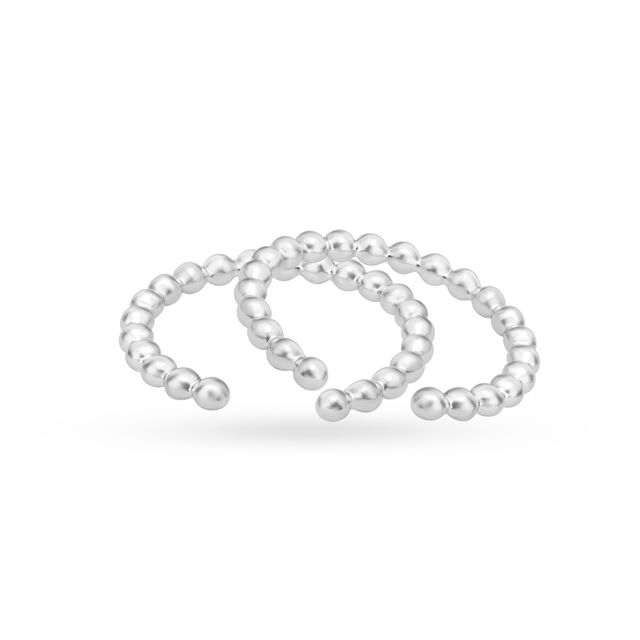 Tribal Beads Silver Toe Ring,,hi-res view 1