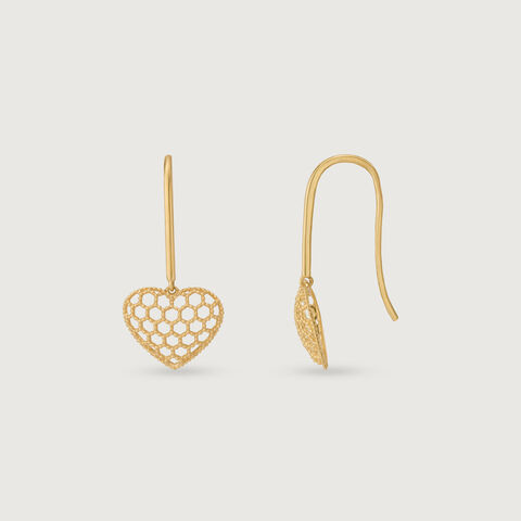Honeyed Heart Gold Hoop Earrings