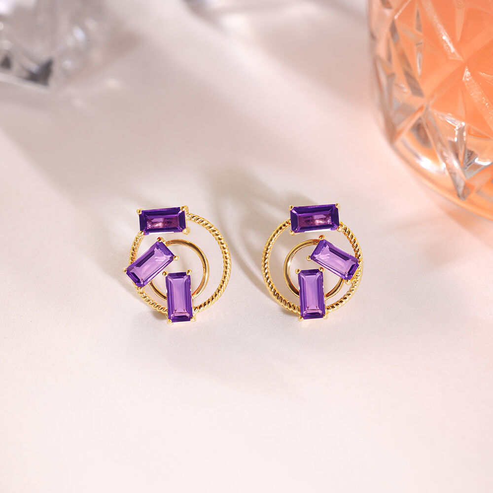 Amethyst earrings tanishq deals