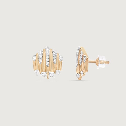 Striking Fanlight Diamond Stud Earrings