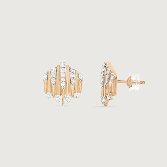 Striking Fanlight Diamond Stud Earrings,,hi-res image number null