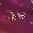 Laser Glam Gold & Diamond Stud Earrings,,hi-res view 1