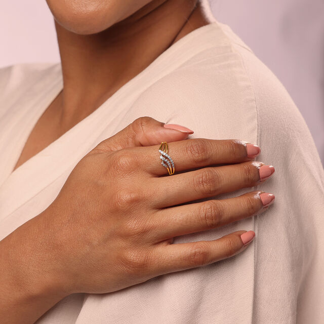 Draped Radiance 14 Kt Gold & Diamond Ring,,hi-res image number null
