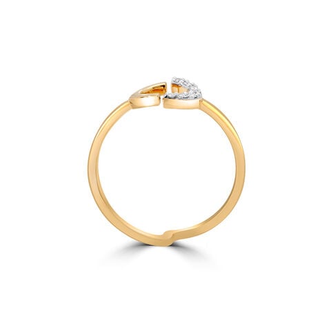 14KT Adjustable Golden Crescent Diamond Ring