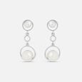 Sleek Pearl Silver Drop Earrings,,hi-res view 3
