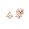 14KT Rose Gold Triangle Treasure Diamond Stud Earring,,hi-res view 2