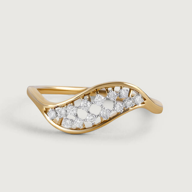 Elegant Wave Gold & Diamond Ring,,hi-res image number null