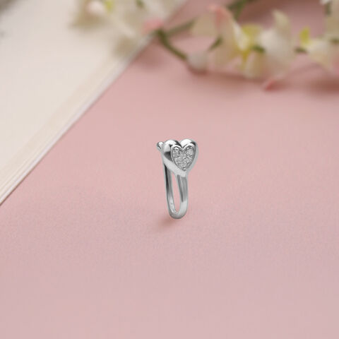 Playful Heart Silver Nose Pin