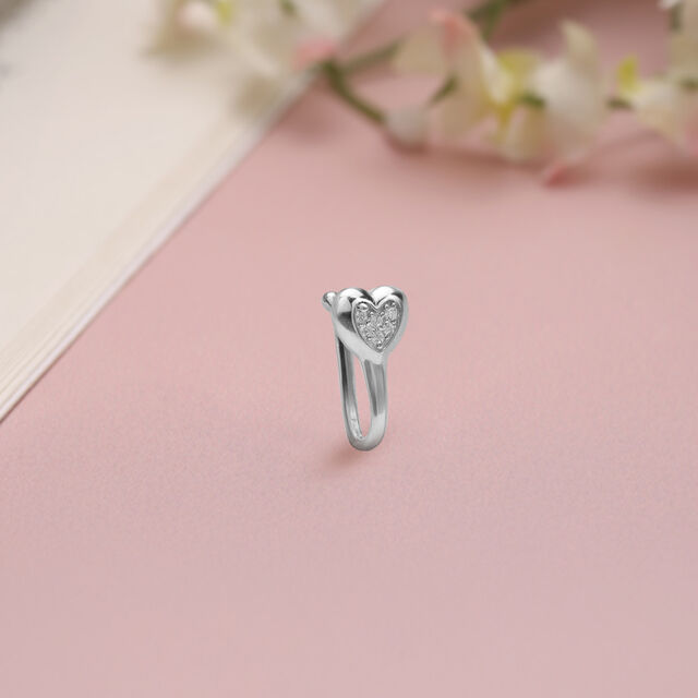 Playful Heart Silver Nose Pin,,hi-res image number null