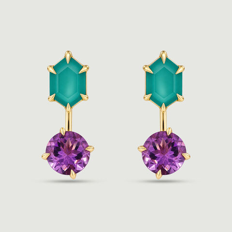 Versatile Detachable Amethyst and Onyx Stud Earrings