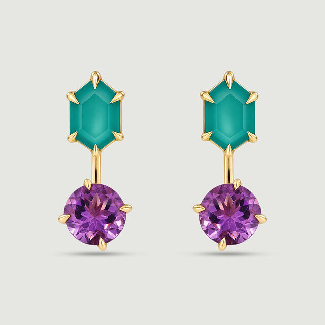 Versatile Detachable Amethyst and Onyx Stud Earrings,,hi-res image number null