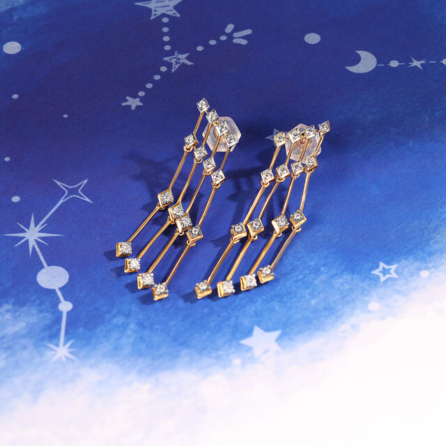Starry Symmetry 14KT Diamond Drop Earrings,,hi-res image number null