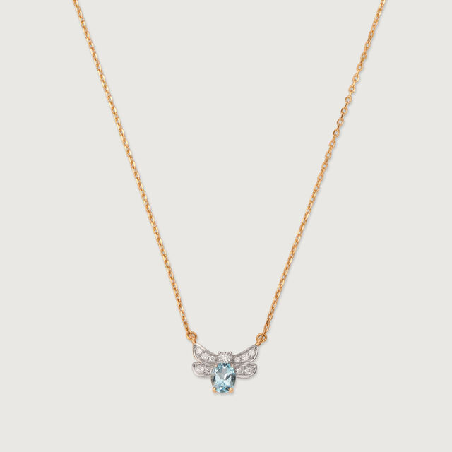 Butterfly Bliss 14KT Blue Topaz Diamond Pendant and Chain,,hi-res image number null