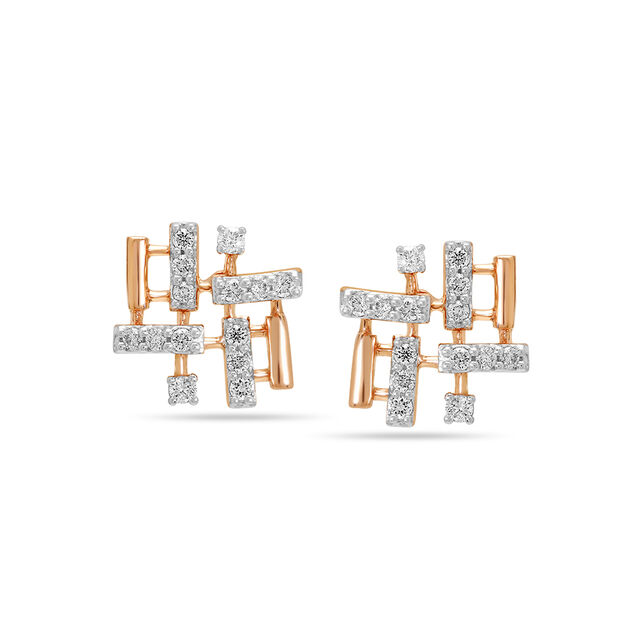 14KT Rose Gold Supernova Sparkle Diamond Stud Earring,,hi-res image number null