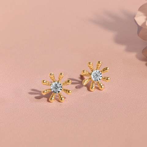 Spring Daisy Diamond Stud Earrings
