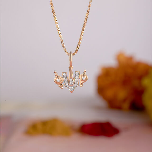 Balaji Shankh Chakra Namah Gold and Diamond Pendant,,hi-res image number null