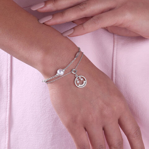 Smiley Sparkle Silver Charm