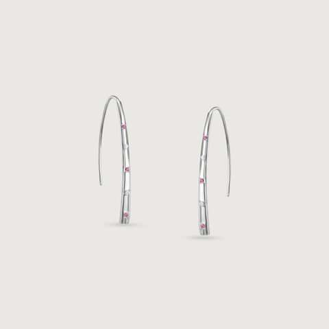 Playful Linear Silver Hoop Earrings