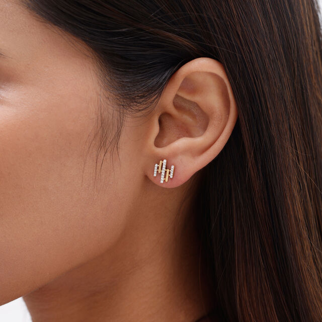 Dynamic Linear Diamond Stud Earrings,,hi-res image number null