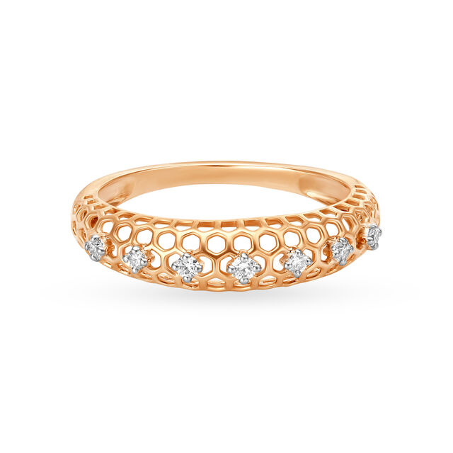 14KT Rose Gold Diamond Finger Ring,,hi-res view 2