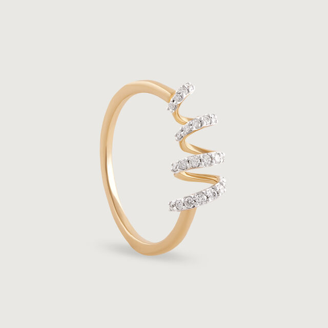 Sparkling Twist Gold & Diamond Finger Ring,,hi-res image number null