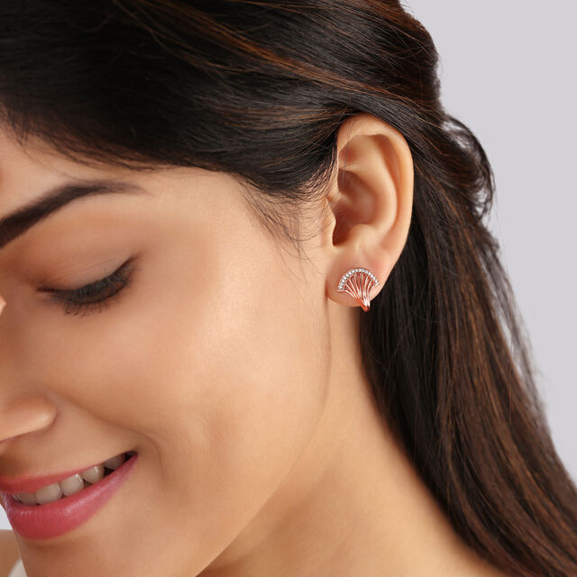 14kt Rose Gold Diamond Stud Earrings,,hi-res image number null