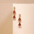Vibrant Geometric Garnet Drop Earrings,,hi-res view 1