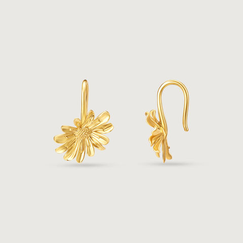 Dainty Daisy Gold Hoop Earrings