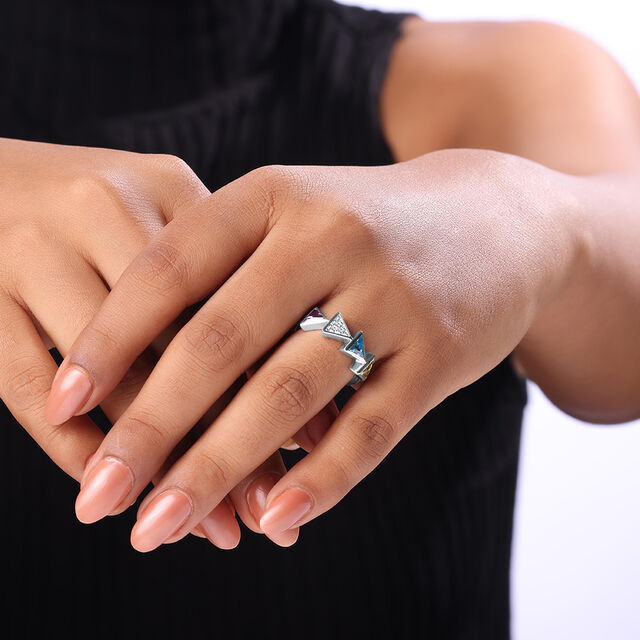 Glitter Pop Silver Finger Ring,,hi-res image number null
