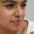 Squared Sparkle Gold and Diamond Nose Pin,,hi-res view 2