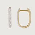 Sleek Edge Gold & Diamond Hoop Earrings,,hi-res view 4