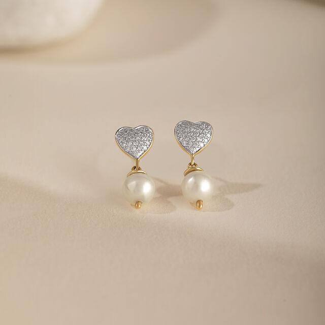 Heartfelt Harmony Gold & Diamond Drop Earrings,,hi-res image number null